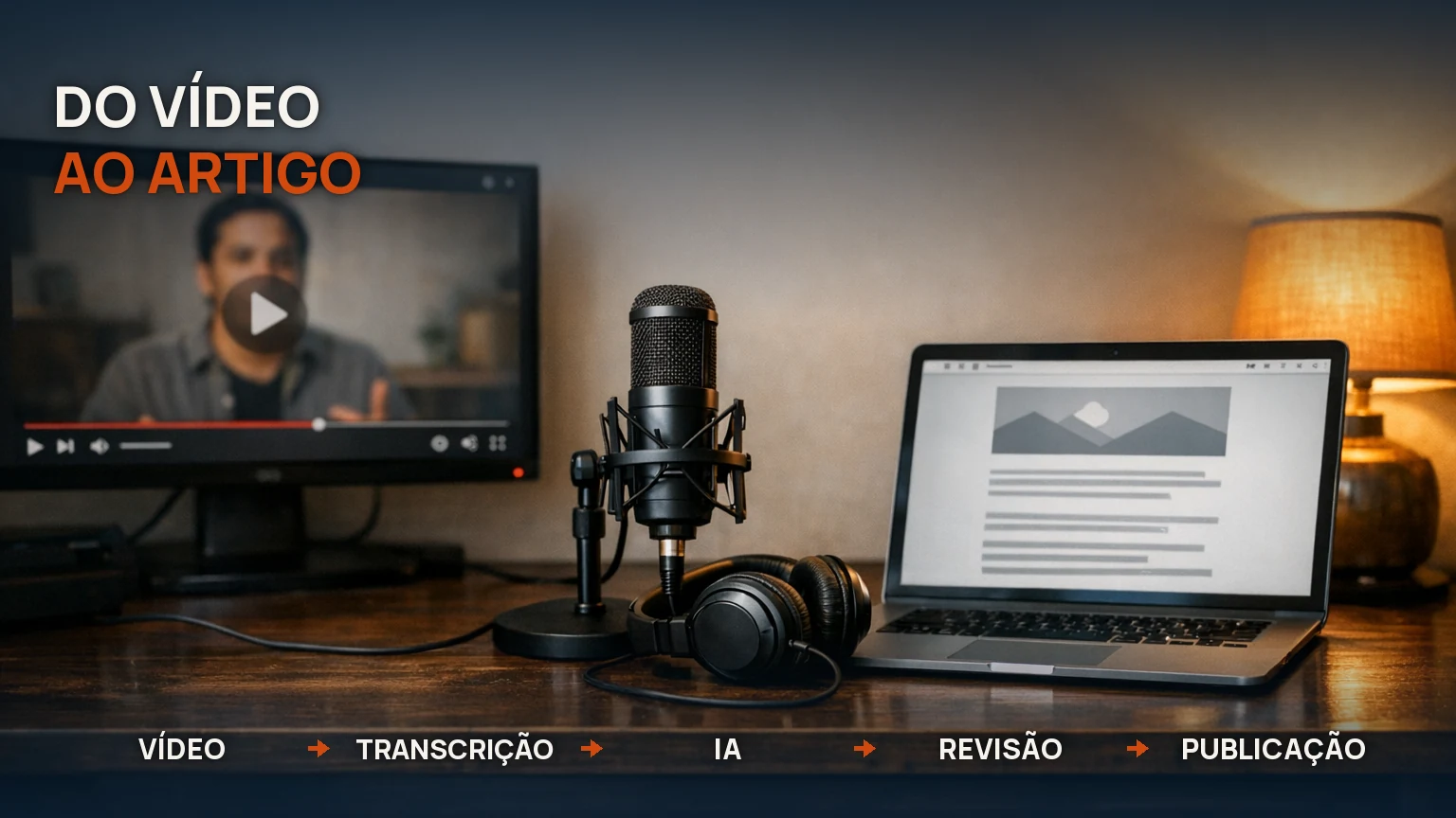 Do vídeo ao artigo: vídeo, transcrição, IA, revisão e publicação